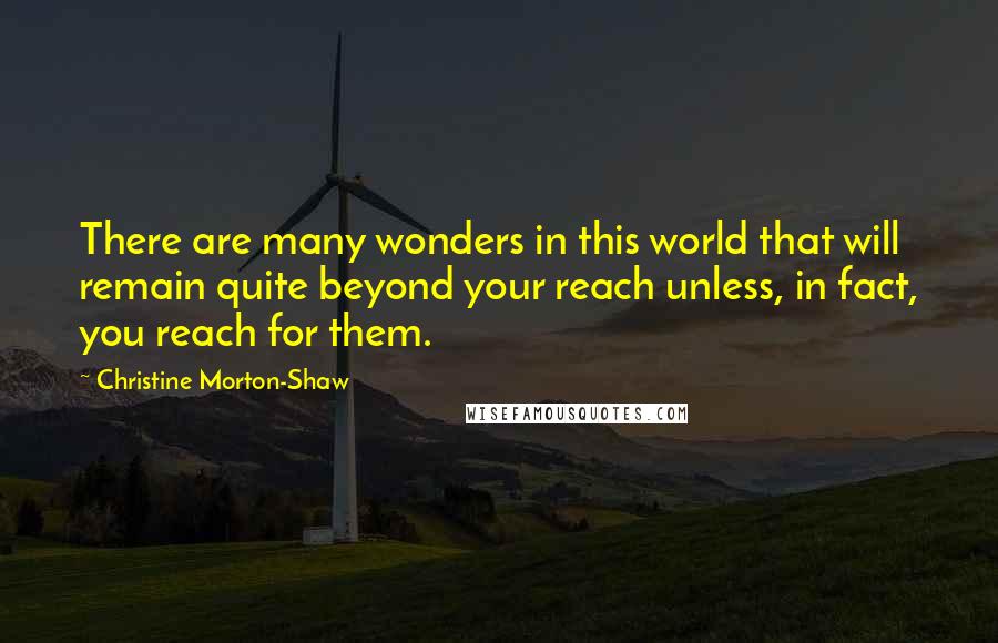 Christine Morton-Shaw quotes: There are many wonders in this world that will remain quite beyond your reach unless, in fact, you reach for them.