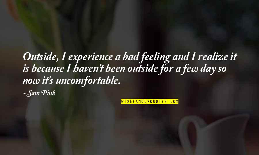 Christmas To My Boyfriend Quotes By Sam Pink: Outside, I experience a bad feeling and I