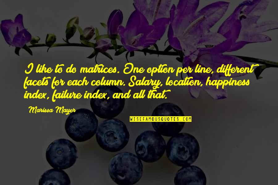 Christoforo Columbus Quotes By Marissa Mayer: I like to do matrices. One option per Christoforo Columbus Quotes By Marissa Mayer: I like to do matrices. One option per