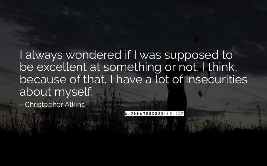 Christopher Atkins quotes: I always wondered if I was supposed to be excellent at something or not. I think, because of that, I have a lot of insecurities about myself.