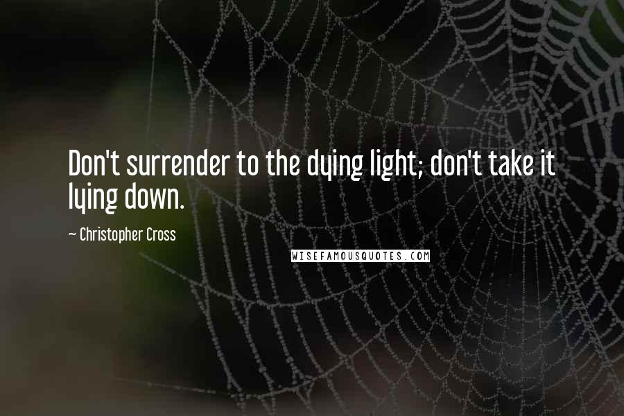 Christopher Cross quotes: Don't surrender to the dying light; don't take it lying down.