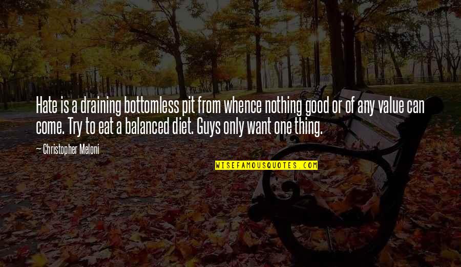 Christopher Meloni Quotes By Christopher Meloni: Hate is a draining bottomless pit from whence