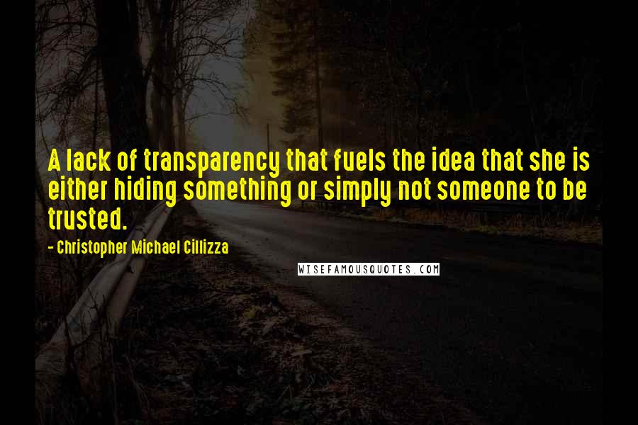 Christopher Michael Cillizza quotes: A lack of transparency that fuels the idea that she is either hiding something or simply not someone to be trusted.