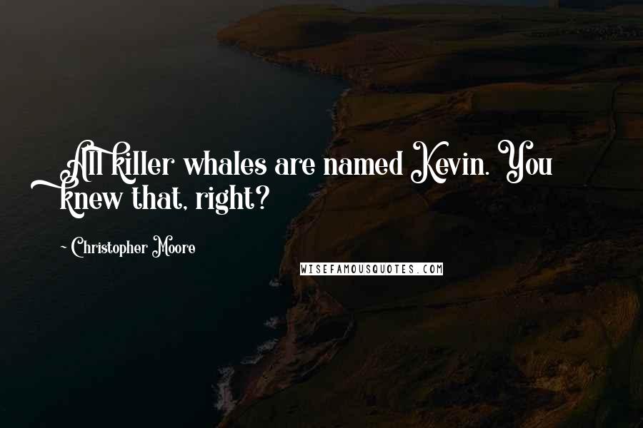 Christopher Moore quotes: All killer whales are named Kevin. You knew that, right?