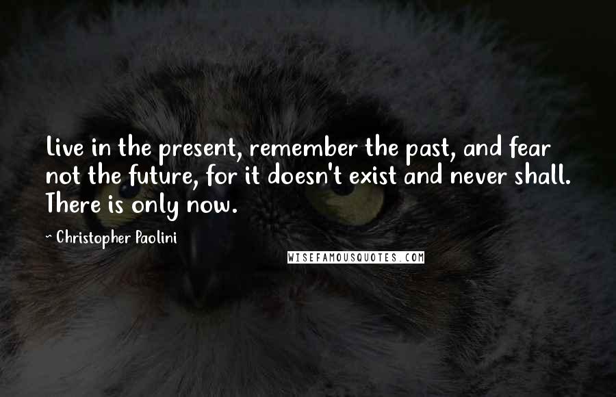 Christopher Paolini quotes: Live in the present, remember the past, and fear not the future, for it doesn't exist and never shall. There is only now.