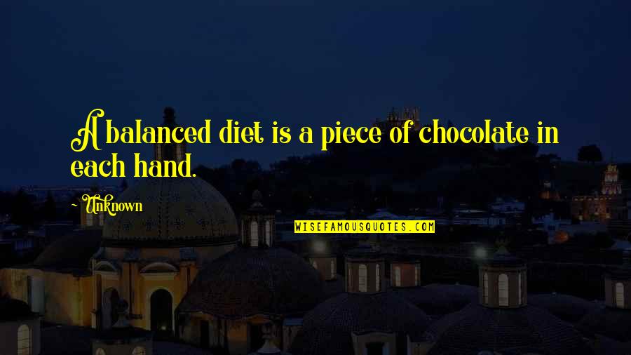 Christophsis Quotes By Unknown: A balanced diet is a piece of chocolate