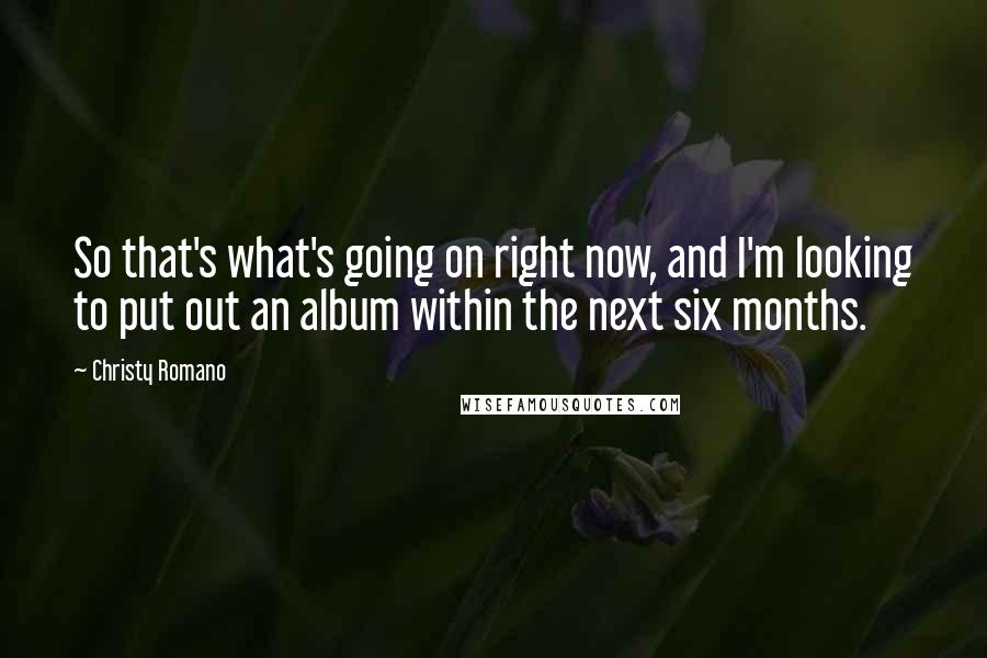 Christy Romano quotes: So that's what's going on right now, and I'm looking to put out an album within the next six months.