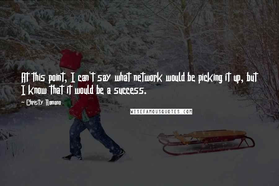 Christy Romano quotes: At this point, I can't say what network would be picking it up, but I know that it would be a success.