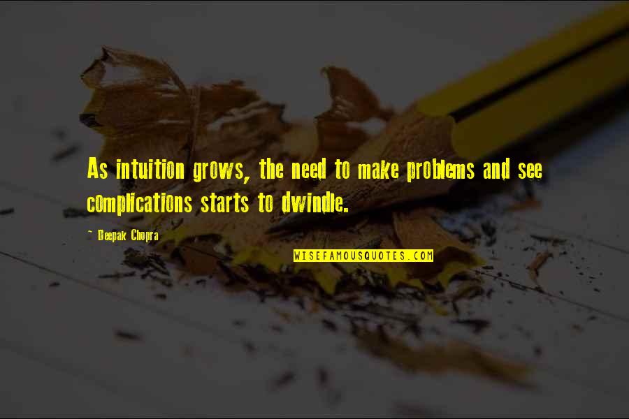 Chromodynamics Theory Quotes By Deepak Chopra: As intuition grows, the need to make problems Chromodynamics Theory Quotes By Deepak Chopra: As intuition grows, the need to make problems
