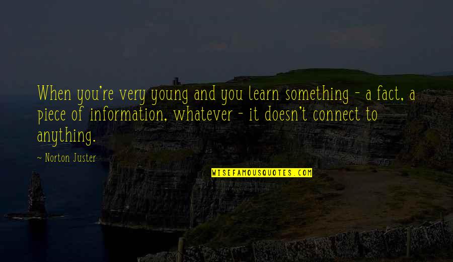 Chromophobia Book Quotes By Norton Juster: When you're very young and you learn something Chromophobia Book Quotes By Norton Juster: When you're very young and you learn something