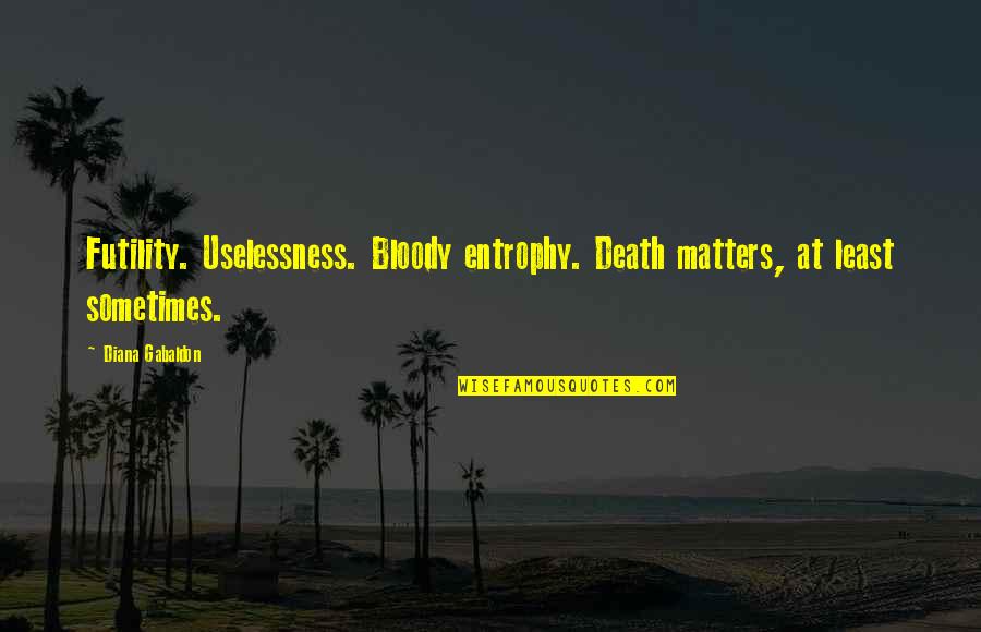 Chronic Quotes By Diana Gabaldon: Futility. Uselessness. Bloody entrophy. Death matters, at least