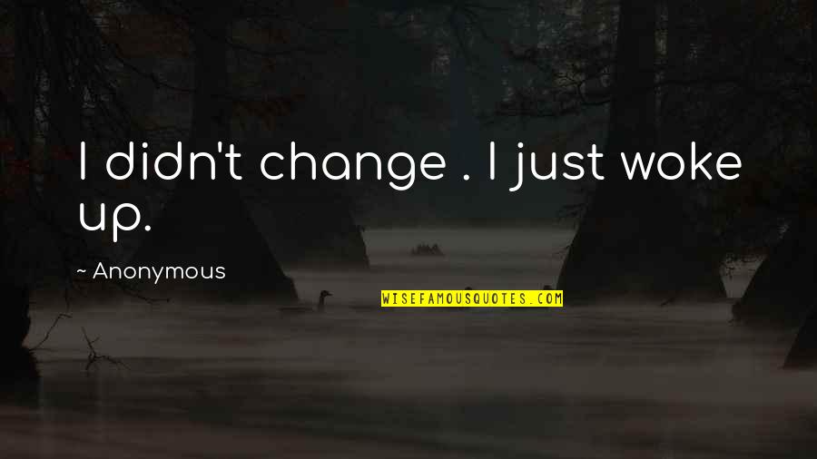 Chrostowski Agnieszka Quotes By Anonymous: I didn't change . I just woke up. Chrostowski Agnieszka Quotes By Anonymous: I didn't change . I just woke up.