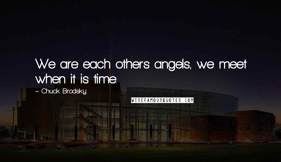 Chuck Brodsky quotes: We are each other's angels, we meet when it is time.