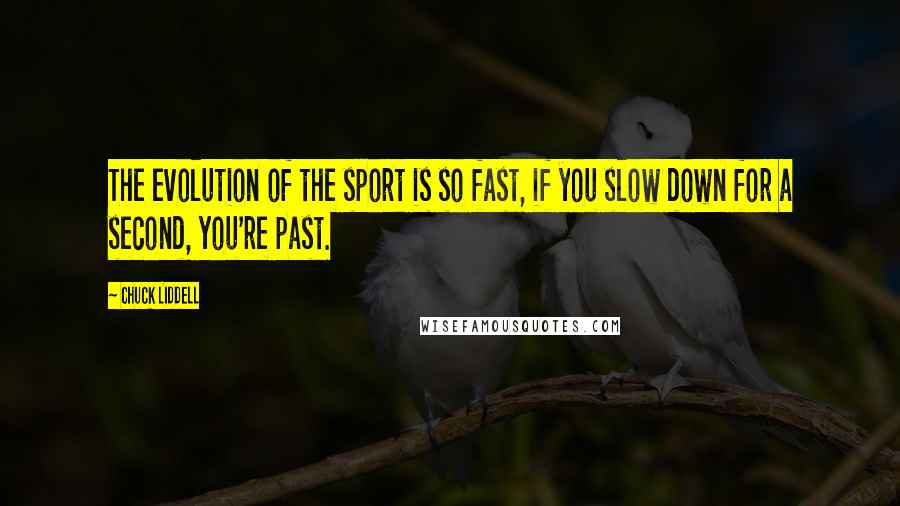 Chuck Liddell quotes: The evolution of the sport is so fast, if you slow down for a second, you're past.