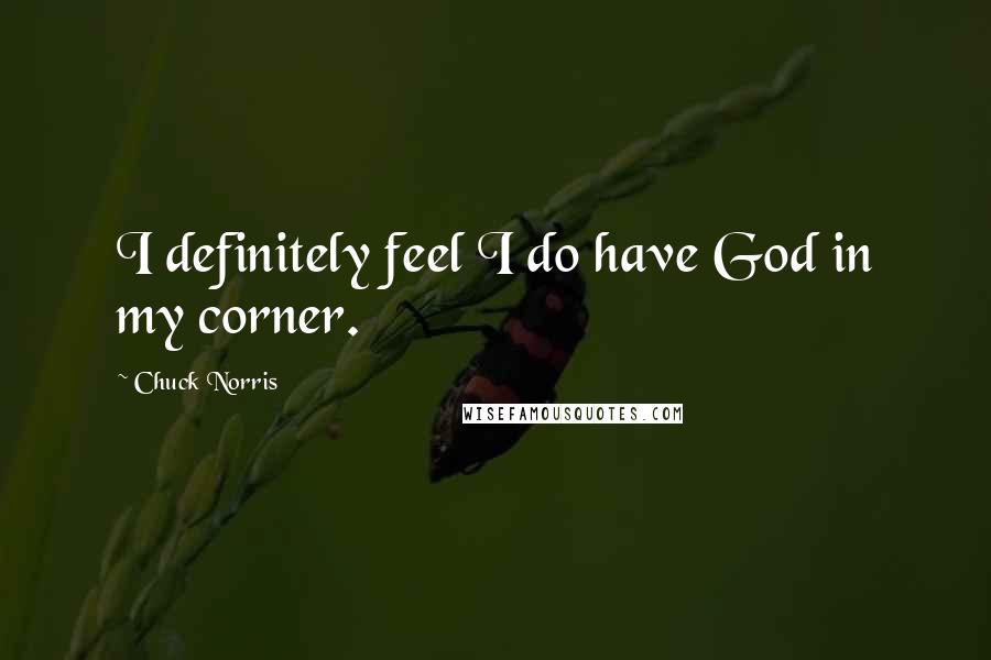 Chuck Norris quotes: I definitely feel I do have God in my corner.