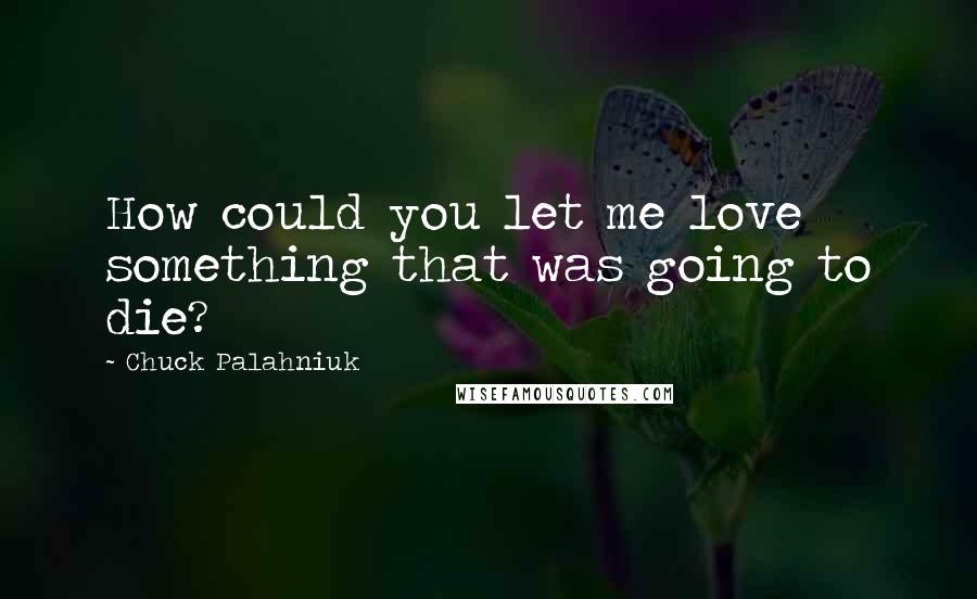 Chuck Palahniuk quotes: How could you let me love something that was going to die?