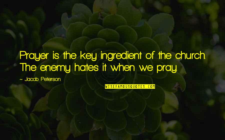 Chuck Pratt Quotes By Jacob Peterson: Prayer is the key ingredient of the church.