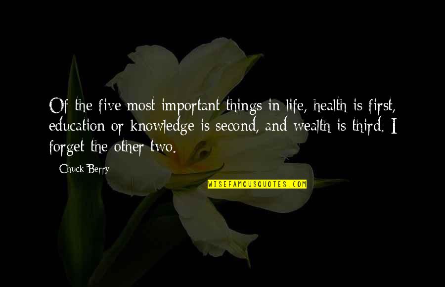 Chuck Quotes By Chuck Berry: Of the five most important things in life,