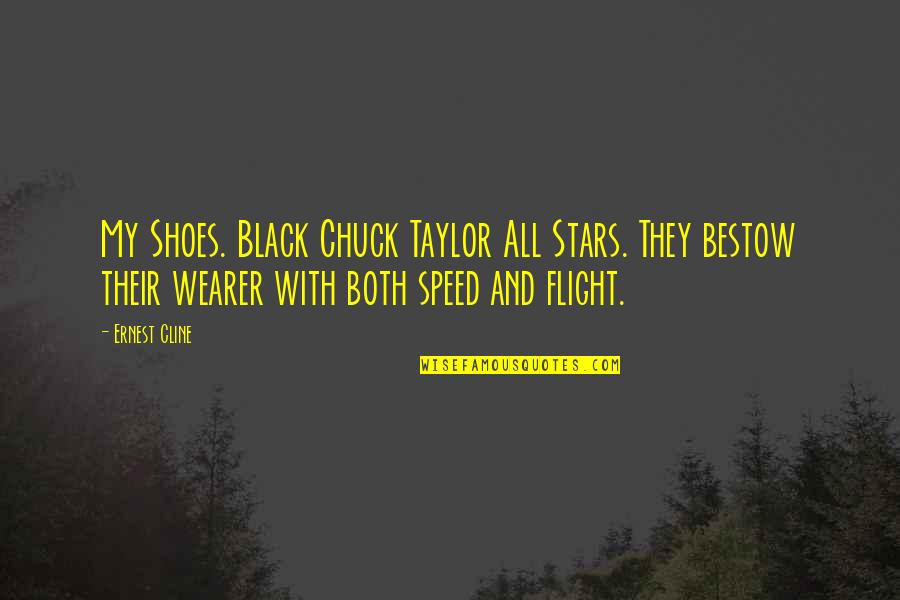 Chuck Taylor Shoes Quotes By Ernest Cline: My Shoes. Black Chuck Taylor All Stars. They