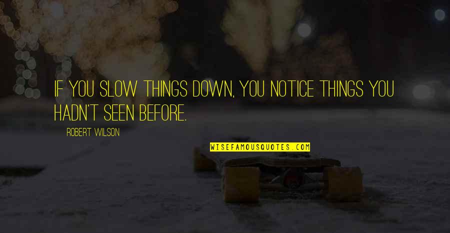 Chuckles Toy Quotes By Robert Wilson: If you slow things down, you notice things