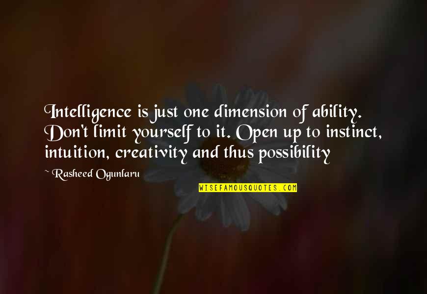 Chudnow Woodwinds Quotes By Rasheed Ogunlaru: Intelligence is just one dimension of ability. Don't