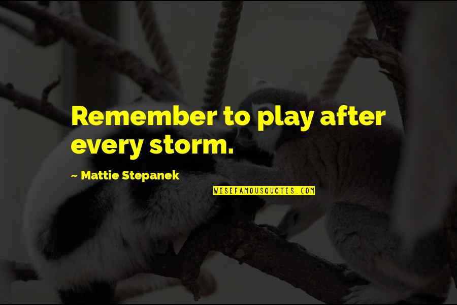 Chuffing Quotes By Mattie Stepanek: Remember to play after every storm.