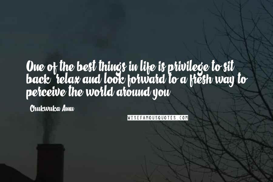 Chukwuka Amu quotes: One of the best things in life is privilege to sit back, relax and look forward to a fresh way to perceive the world around you.