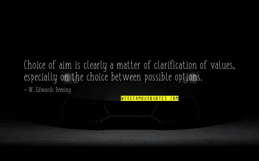 Chuminin Quotes By W. Edwards Deming: Choice of aim is clearly a matter of Chuminin Quotes By W. Edwards Deming: Choice of aim is clearly a matter of