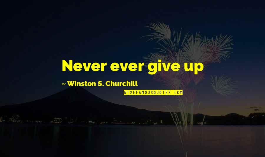Churchill Never Give Up Quotes By Winston S. Churchill: Never ever give up