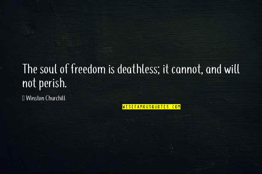 Churchill Quotes By Winston Churchill: The soul of freedom is deathless; it cannot, Churchill Quotes By Winston Churchill: The soul of freedom is deathless; it cannot,