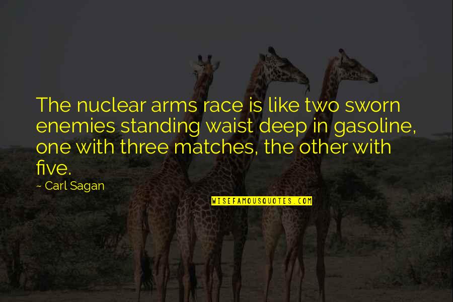 Churchillian Pub Quotes By Carl Sagan: The nuclear arms race is like two sworn