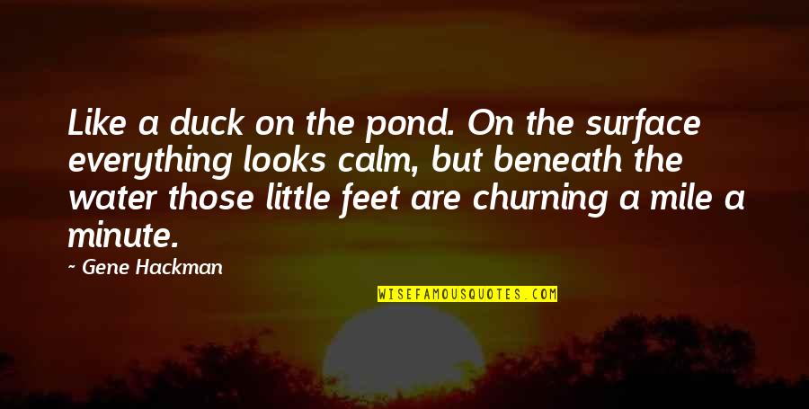 Churning Quotes By Gene Hackman: Like a duck on the pond. On the