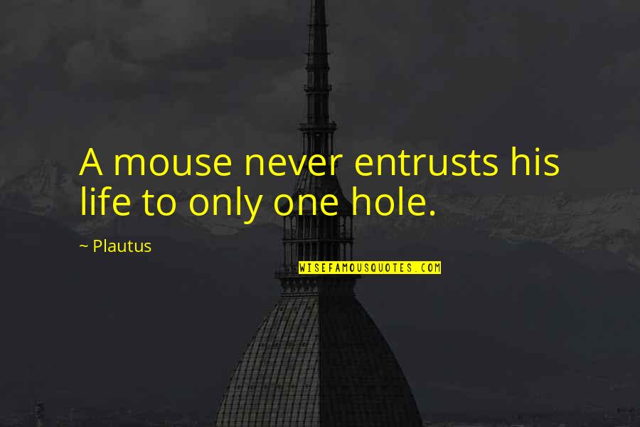 Chusma Quotes By Plautus: A mouse never entrusts his life to only