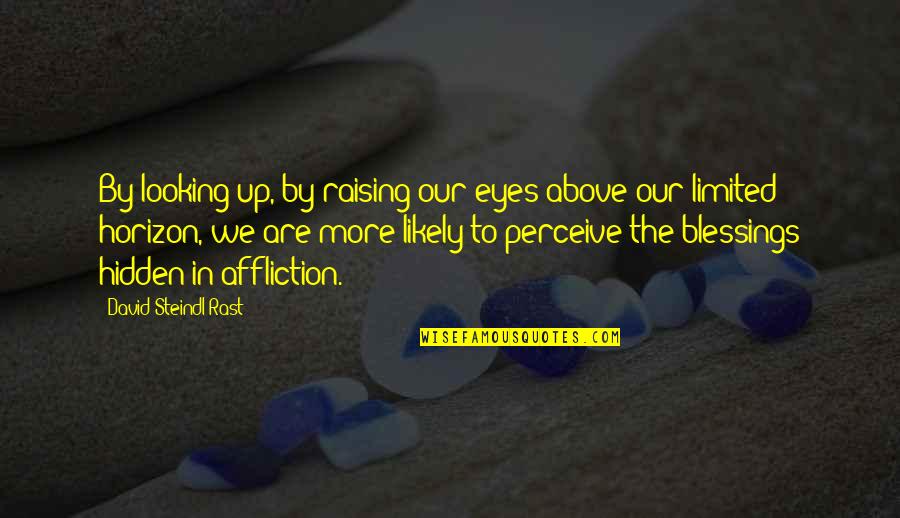 Chydenius Instituutti Quotes By David Steindl-Rast: By looking up, by raising our eyes above Chydenius Instituutti Quotes By David Steindl-Rast: By looking up, by raising our eyes above