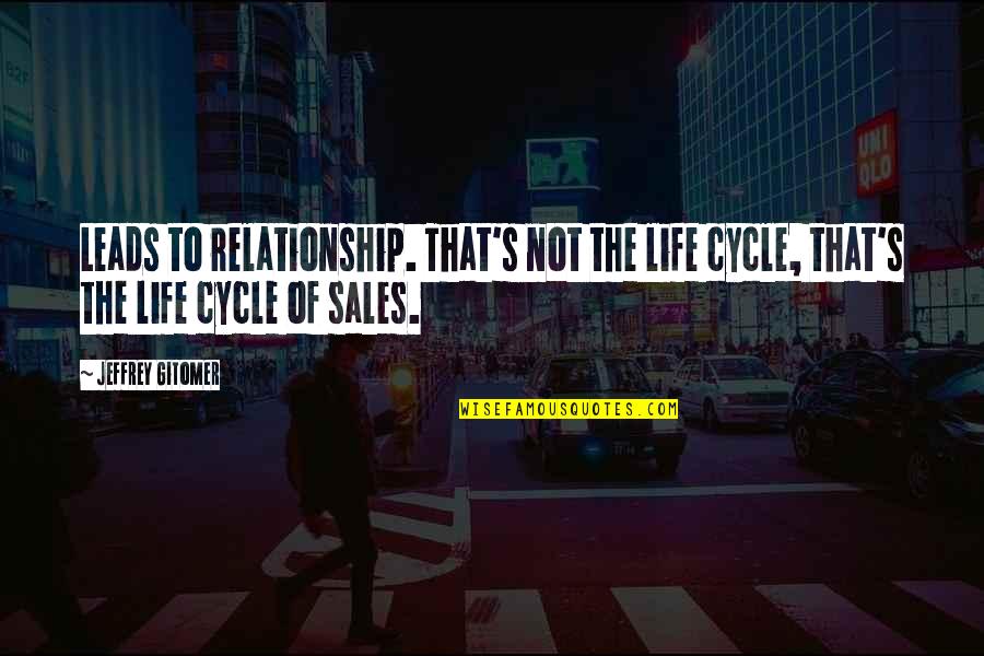 Chylak Belt Quotes By Jeffrey Gitomer: Leads to relationship. That's not the life cycle,