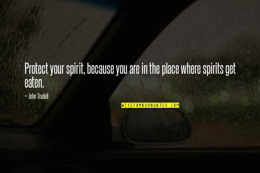 Ciancaglini Philly Mob Quotes By John Trudell: Protect your spirit, because you are in the