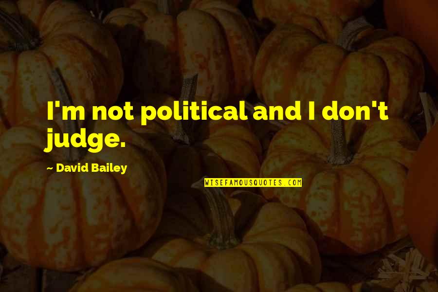 Ciarrocchi Kennett Quotes By David Bailey: I'm not political and I don't judge.