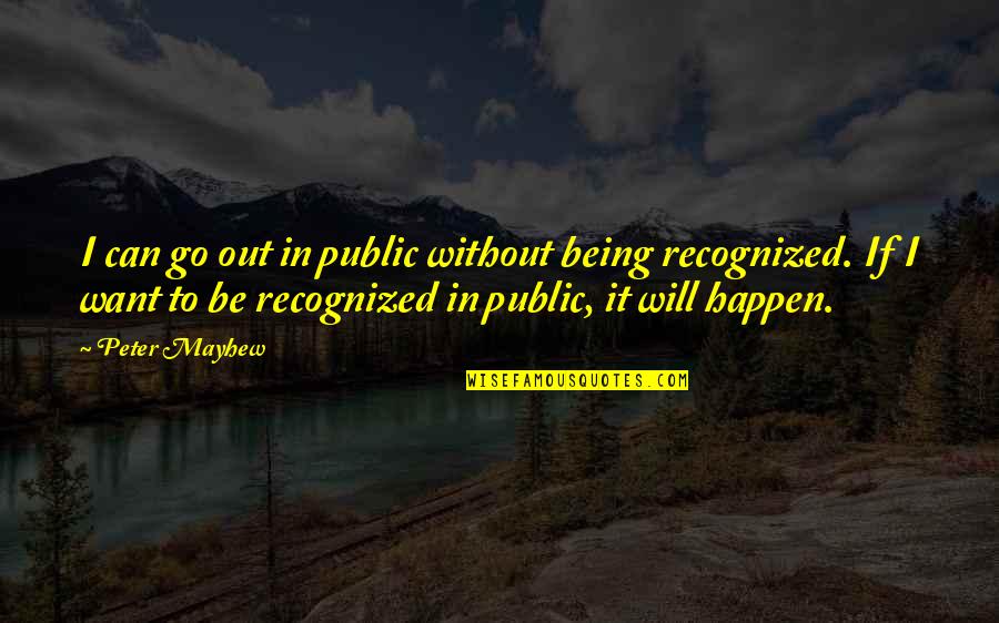 Cibber And Garrick Quotes By Peter Mayhew: I can go out in public without being