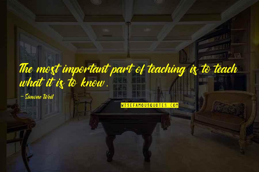 Cicatricial Pronunciation Quotes By Simone Weil: The most important part of teaching is to