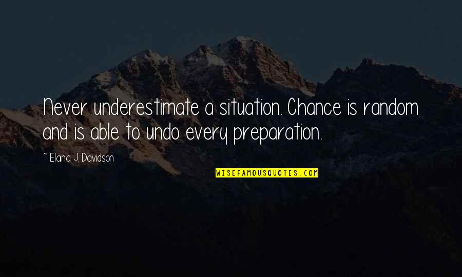 Cicek Acar Quotes By Elaina J. Davidson: Never underestimate a situation. Chance is random and
