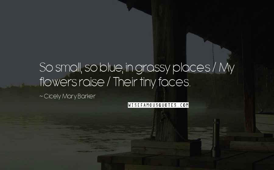 Cicely Mary Barker quotes: So small, so blue, in grassy places / My flowers raise / Their tiny faces.