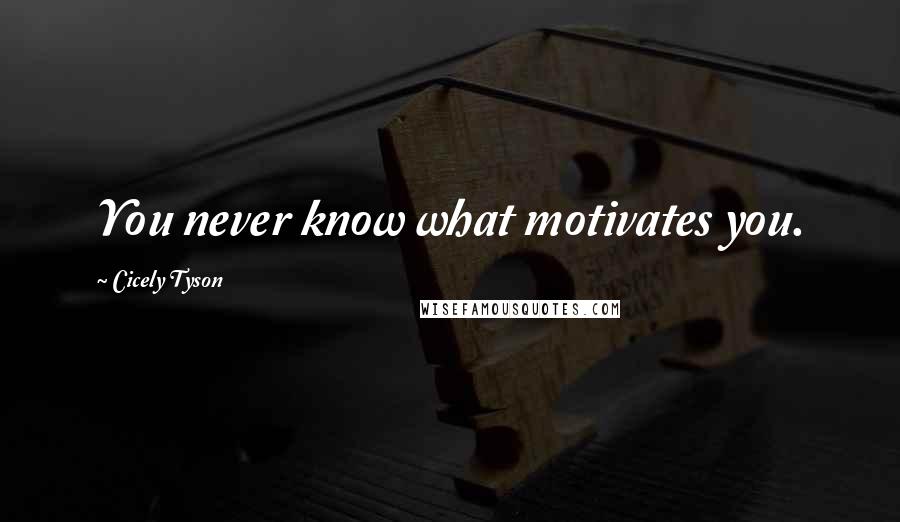 Cicely Tyson quotes: You never know what motivates you. Cicely Tyson quotes: You never know what motivates you.