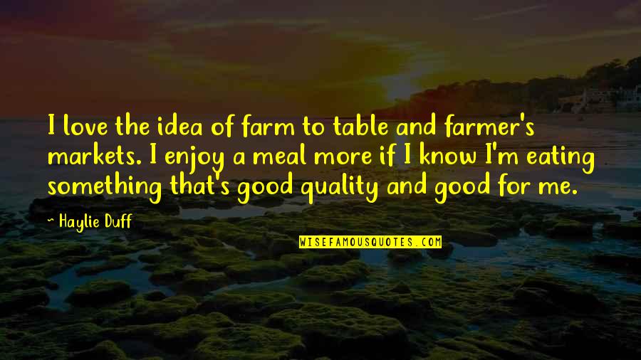 Cicorella Designer Quotes By Haylie Duff: I love the idea of farm to table Cicorella Designer Quotes By Haylie Duff: I love the idea of farm to table