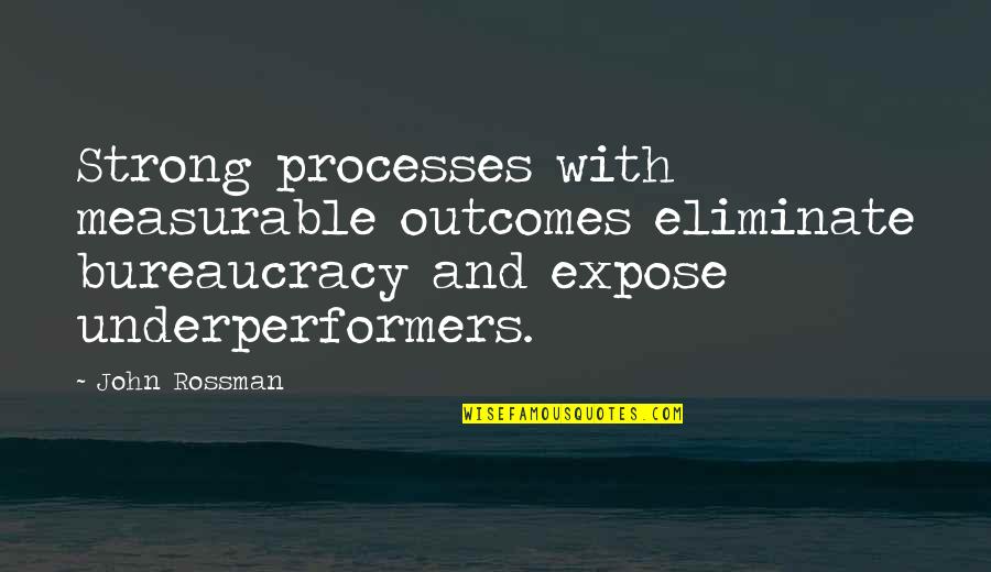 Cidalia Mendonca Quotes By John Rossman: Strong processes with measurable outcomes eliminate bureaucracy and