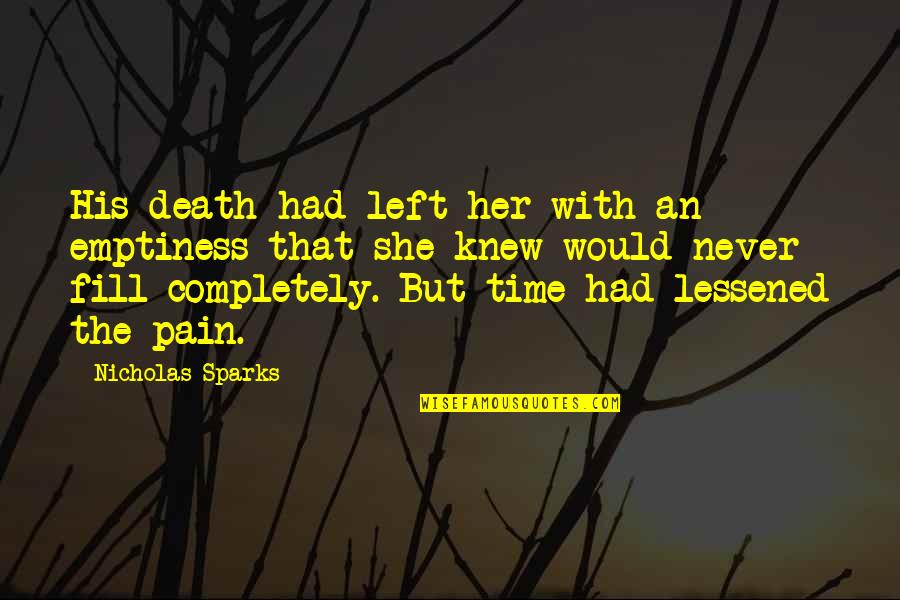Cieca Ems Quotes By Nicholas Sparks: His death had left her with an emptiness