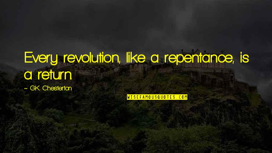 Cierro Mis Quotes By G.K. Chesterton: Every revolution, like a repentance, is a return.