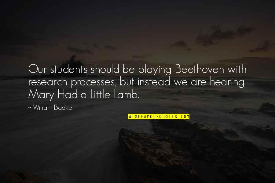 Cieslik Pilkarz Quotes By William Badke: Our students should be playing Beethoven with research