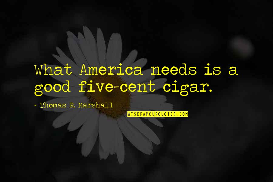 Cigar Smoking Quotes By Thomas R. Marshall: What America needs is a good five-cent cigar.