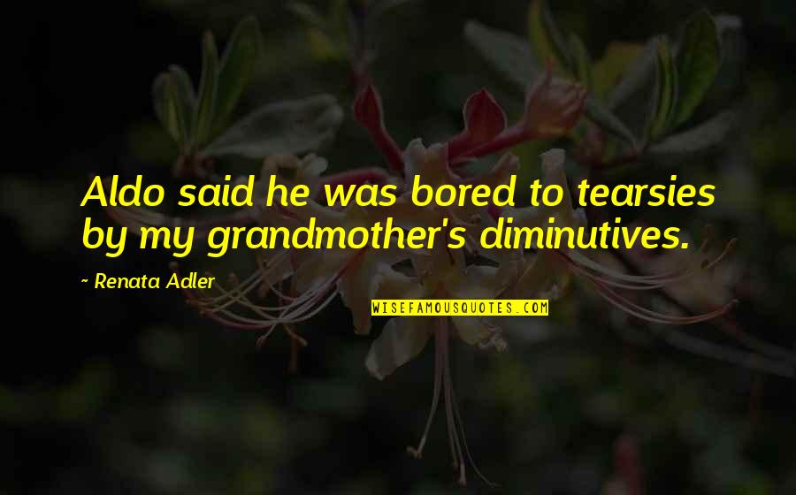 Cigarette Related Quotes By Renata Adler: Aldo said he was bored to tearsies by