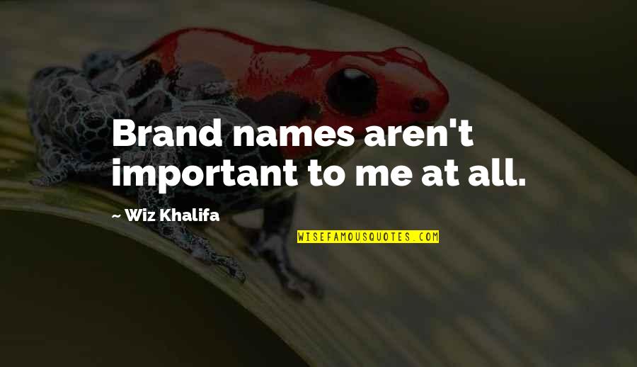 Cignetti And Jmu Quotes By Wiz Khalifa: Brand names aren't important to me at all. Cignetti And Jmu Quotes By Wiz Khalifa: Brand names aren't important to me at all.